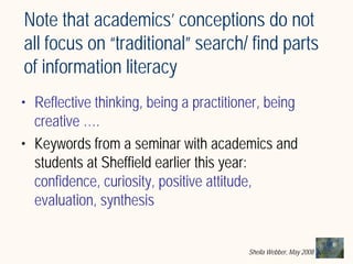 What does Information Literacy mean? Some examples from different disciplines