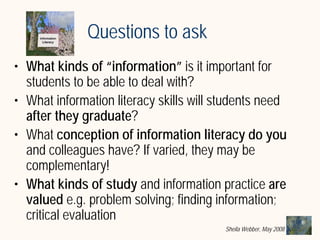 What does Information Literacy mean? Some examples from different disciplines