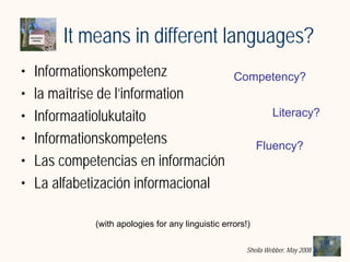 What does Information Literacy mean? Some examples from different disciplines