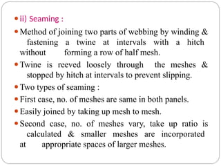 Webbing a fish net, Mounting and mending | PPTX