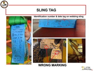 SLING TAG
Identification number & date tag on webbing sling




    WRONG MARKING
 