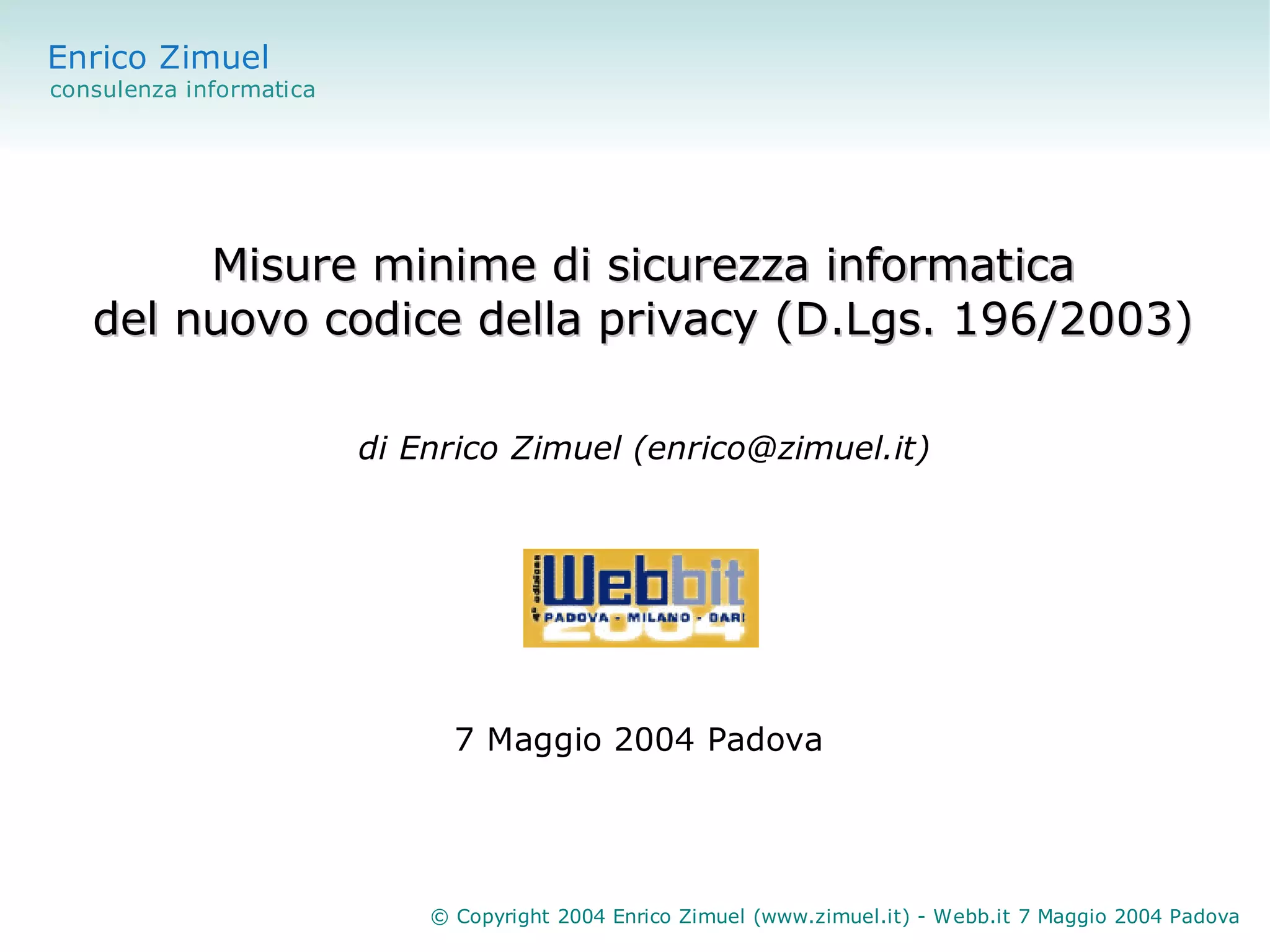 Misure minime di sicurezza informatica