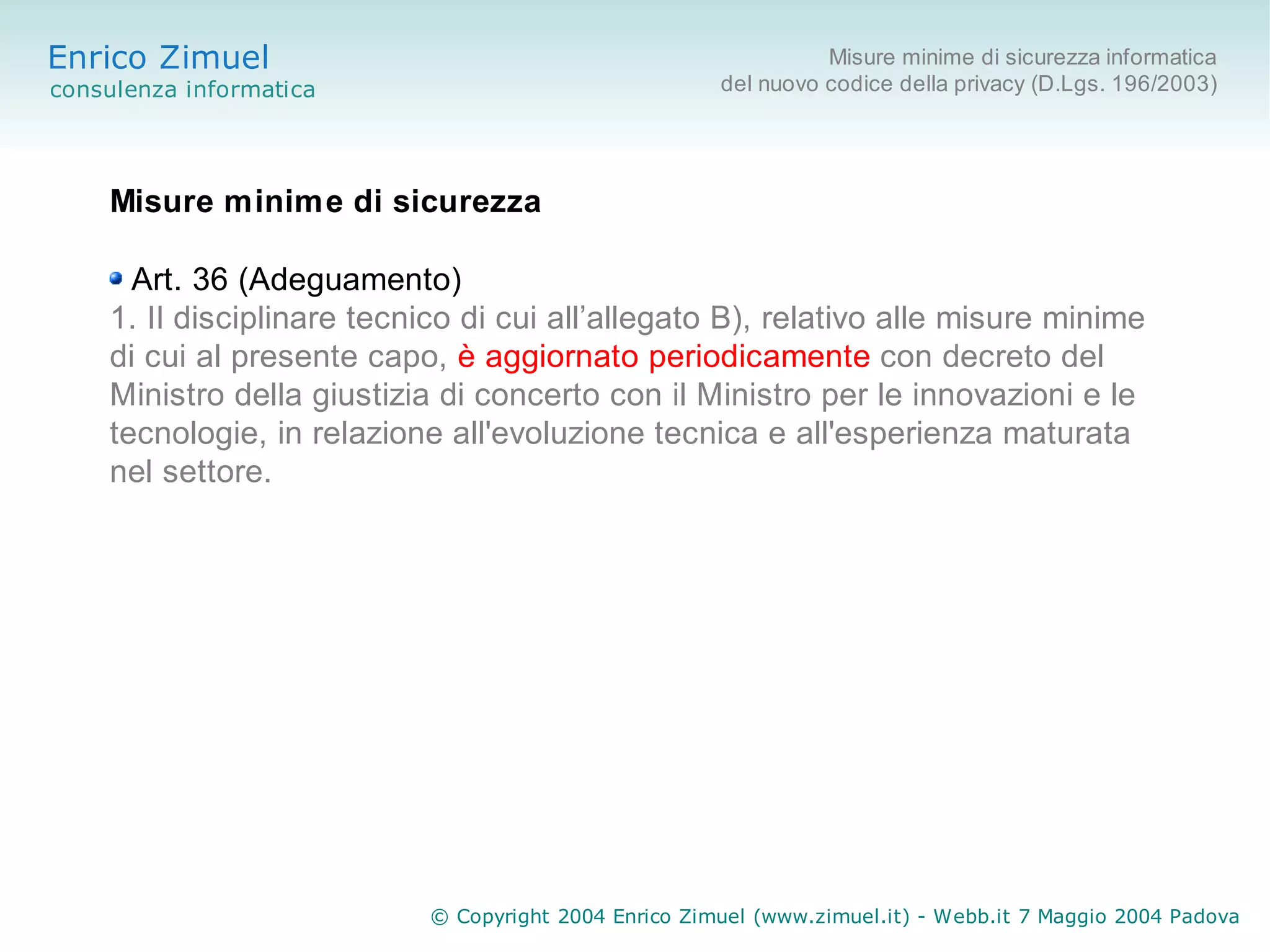 Misure minime di sicurezza informatica