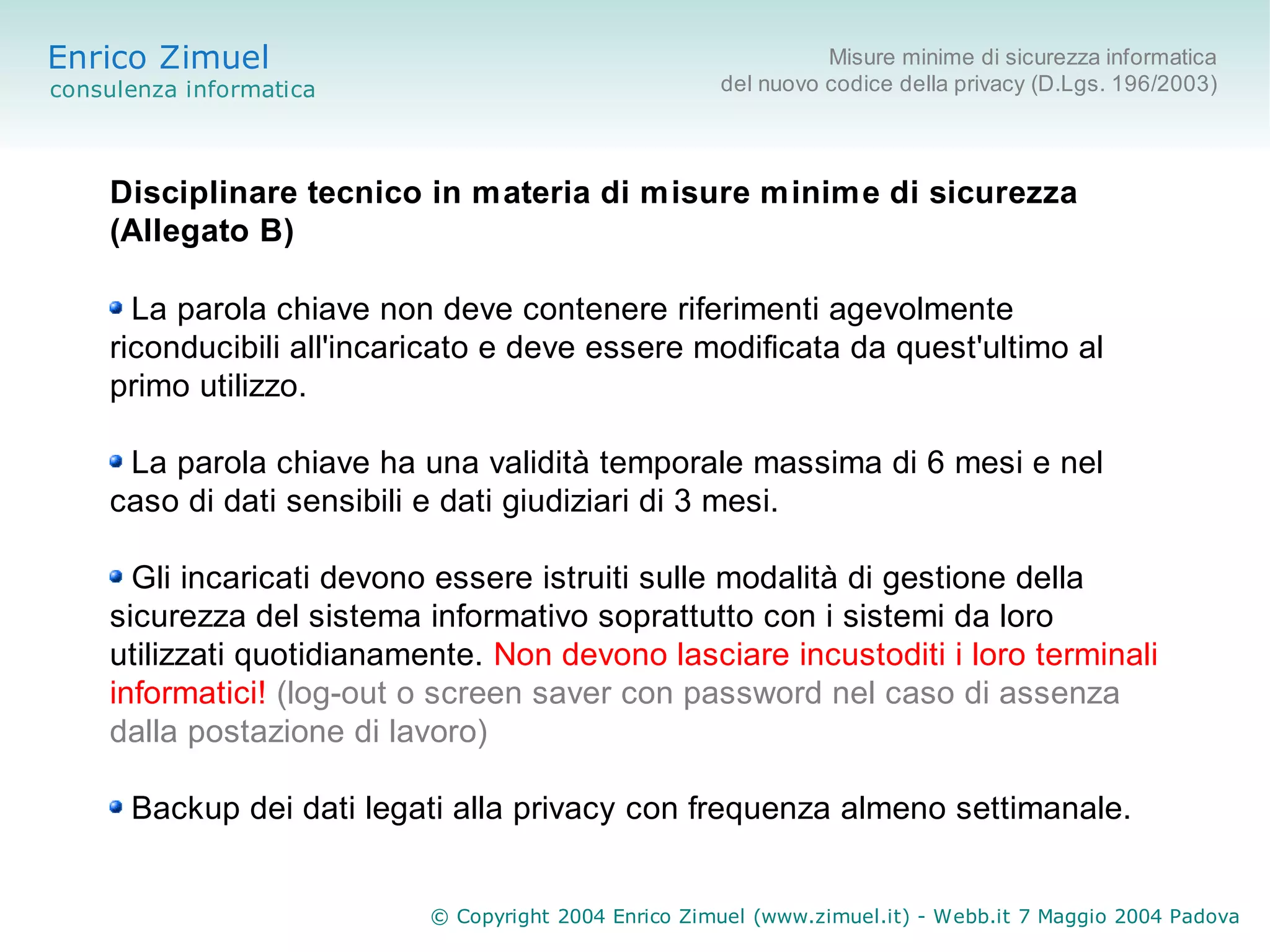 Misure minime di sicurezza informatica