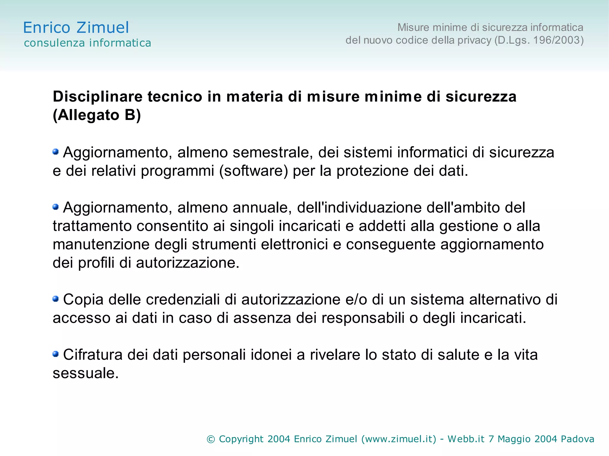 Misure minime di sicurezza informatica