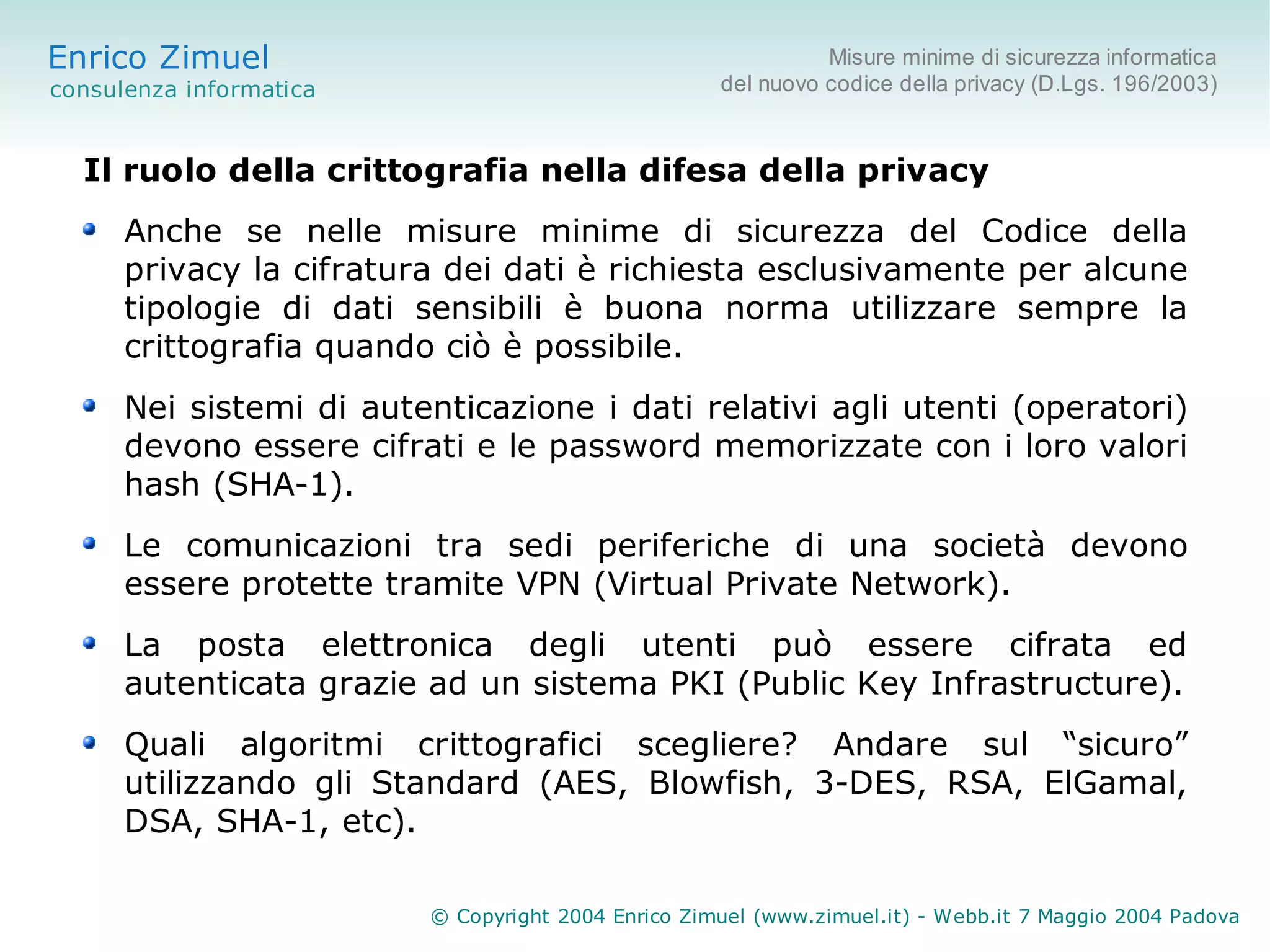 Misure minime di sicurezza informatica