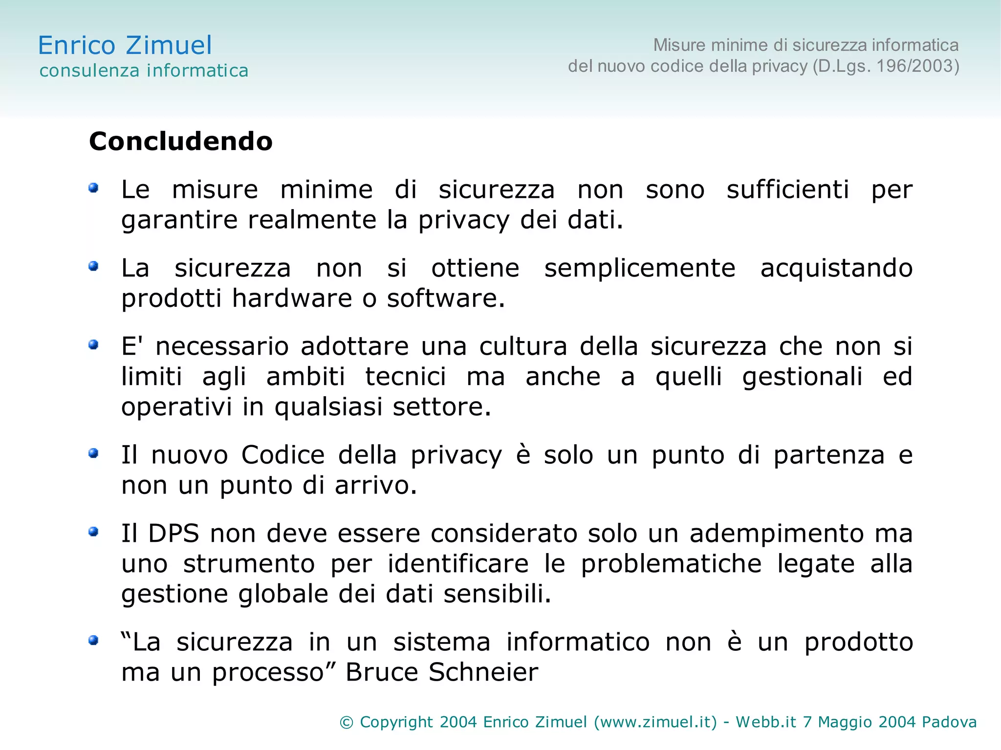 Misure minime di sicurezza informatica