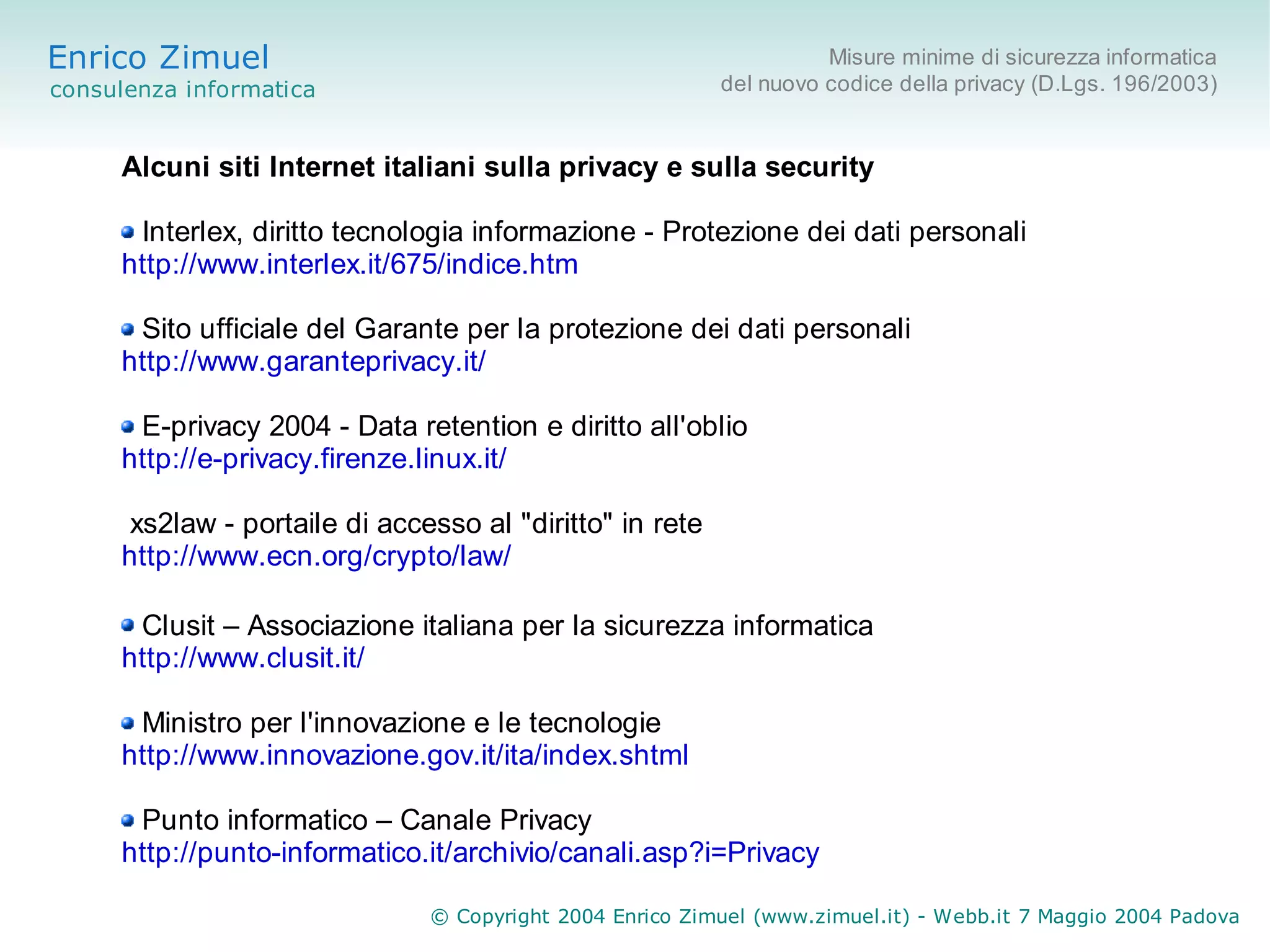 Misure minime di sicurezza informatica