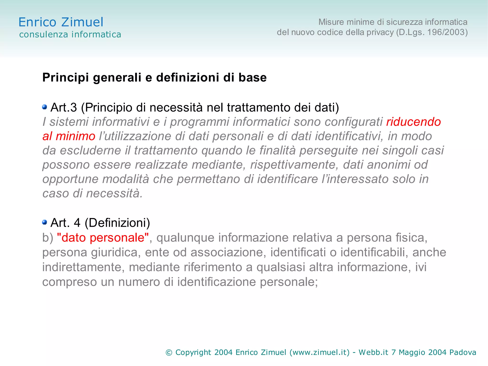 Misure minime di sicurezza informatica