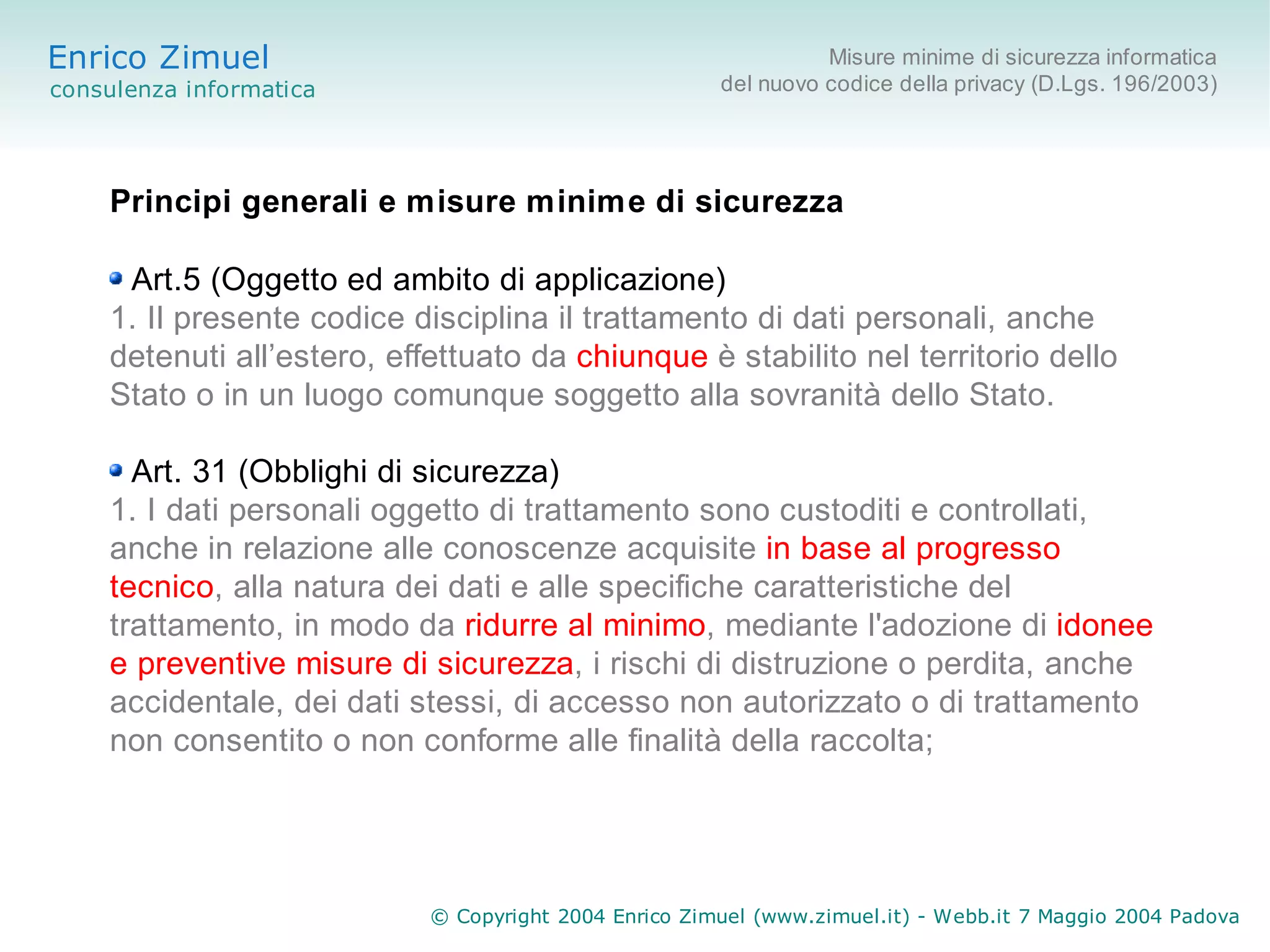 Misure minime di sicurezza informatica