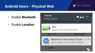 @UriShaked
Android Users - Physical Web
• Enable Bluetooth
• Enable Location
 