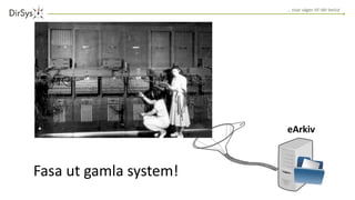 … visar vägen till rätt beslut
eArkiv
Fasa ut gamla system!
 