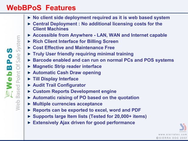 Web Based Point of Sale System – WebBPoS | PPT | Internet | Computing