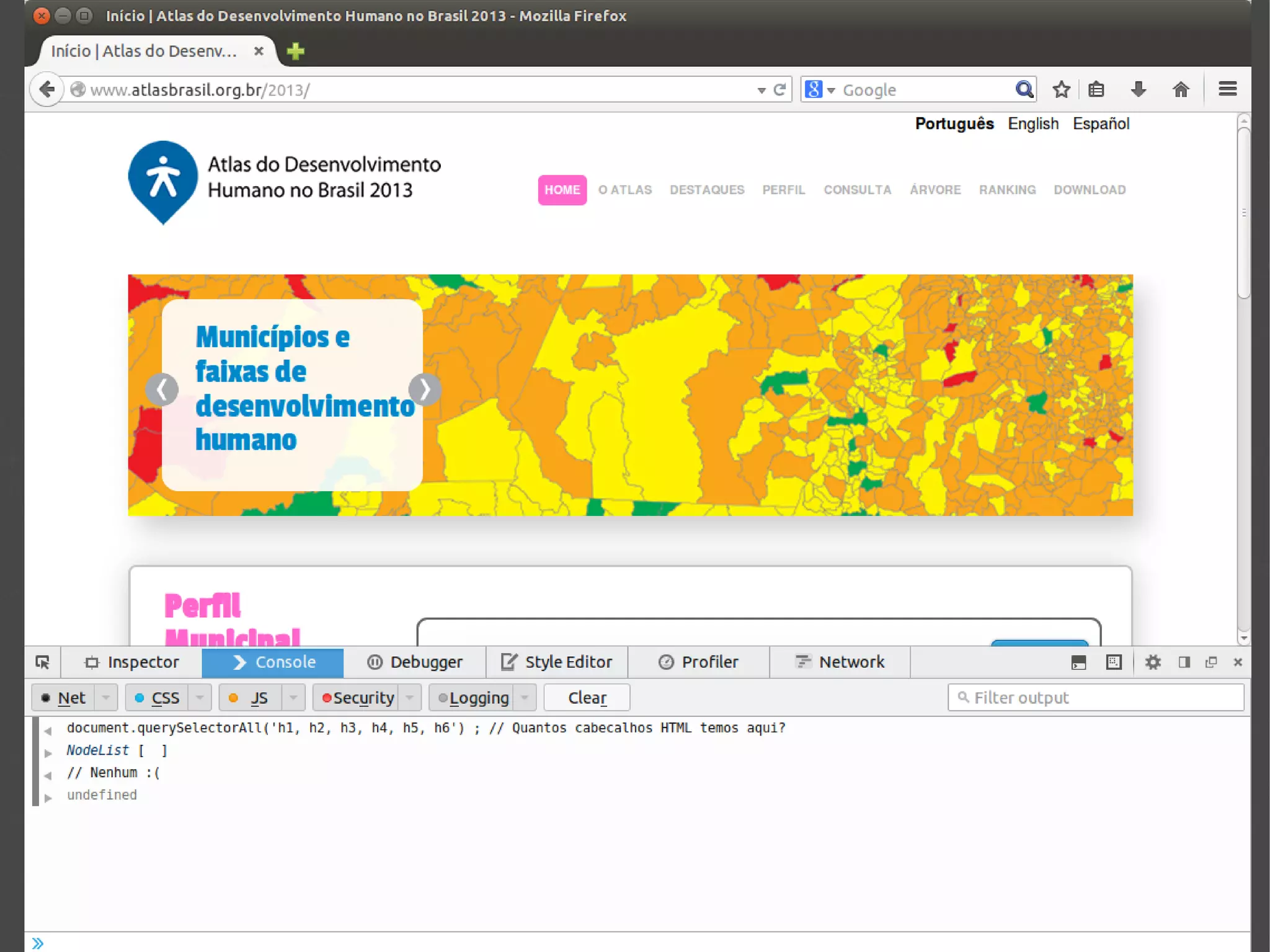 Títulos h1, h2, h3... 
> document.querySelectorAll('h1, h2, h3, h4, h5, h6') 
[] 
 