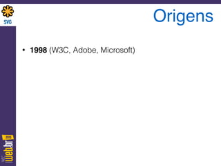 Origens
• 1998 (W3C, Adobe, Microsoft)
 