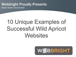 Webbright Proudly Presents
Bright Clients Case Studies




      10 Unique Examples of
      Successful Wild Apricot
            Websites


                                1
 