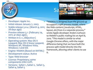 Developer: Apple Inc.<br />Initial release January 7, 2003<br />Stable release 5.0.4  (March 9, 2011; 28 days ago) <br />P...