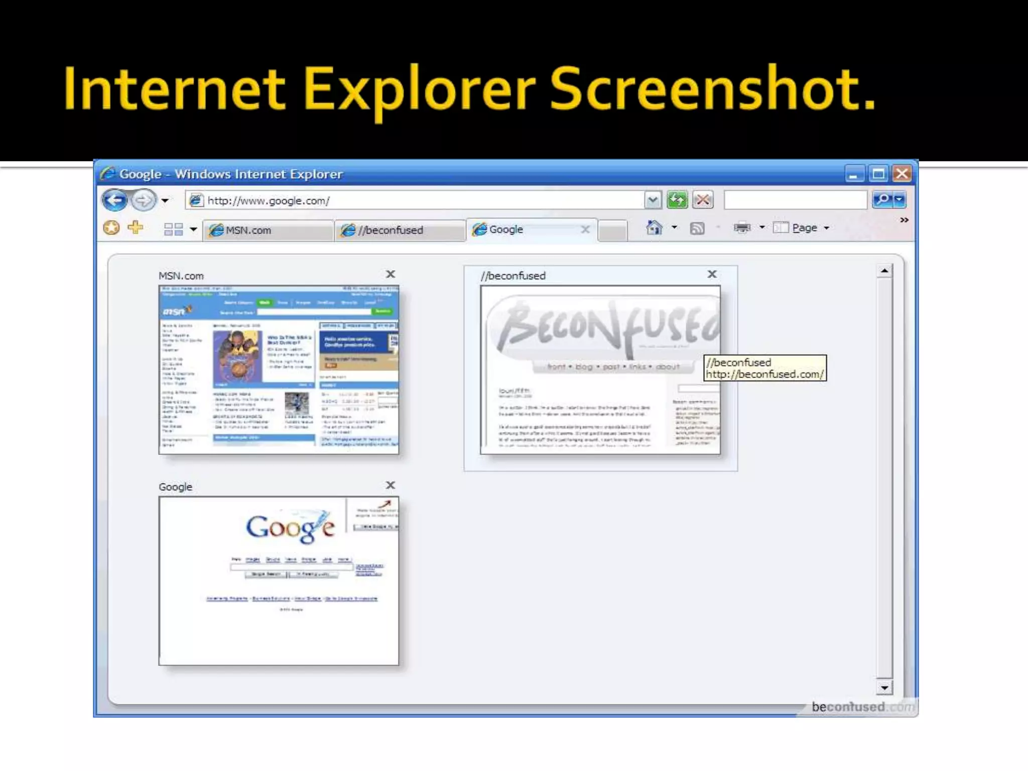 Internet Explorer Screenshot.