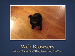 Web BrowsersWeb Browsers
Which One is Best/Why Updating MattersWhich One is Best/Why Updating Matters
 