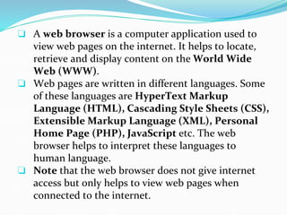WEB BROWSERS CLASS 6 TERM 3 REVISION NOTES | PPTX | Browsers | Computer ...