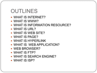 Web Browser Terminogy Web browsing and Internet termenologies | PPTX