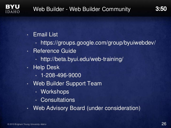 Byu Idaho Web Builder Orientation