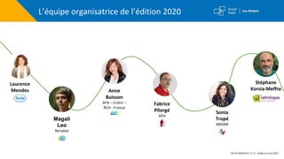 L’équipe organisatrice de l’édition 2020
Magali
Leo
Renaloo
Laurence
Mendes Anne
Buisson
AFA – Crohn –
RCH - France
Fabrice
Pilorgé
AFH
Sonia
Tropé
ANDAR
Stéphane
Korsia-Meffre
Iatrologos
M-FR-00004162 V1.0 - Etabli en avril 2021
 