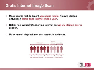 Gratis Internet Imago Scan

 Maak kennis met de kracht van social media. Nieuwe klanten
 ontvangen gratis onze Internet Imago Scan.

 Bekijk hoe uw bedrijf scoort op Internet en wat uw klanten over u
 zeggen.

 Maak nu een afspraak met een van onze adviseurs.
 
