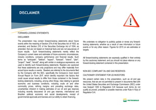 2
DISCLAIMER
FORWARD-LOOKING STATEMENTS:
DISCLAIMER
The presentation may contain forward-looking statements about future
events within the meaning of Section 27A of the Securities Act of 1933, as
amended, and Section 21E of the Securities Exchange Act of 1934, as
amended, that are not based on historical facts and are not assurances of
future results. Such forward-looking statements merely reflect the
Company’s current views and estimates of future economic circumstances,
industry conditions, company performance and financial results. Such
terms as "anticipate", "believe", "expect", "forecast", "intend", "plan",
"project", "seek", "should", along with similar or analogous expressions, are
used to identify such forward-looking statements. Readers are cautioned
that these statements are only projections and may differ materially from
actual future results or events. Readers are referred to the documents filed
by the Company with the SEC, specifically the Company’s most recent
Annual Report on Form 20-F, which identify important risk factors that
could cause actual results to differ from those contained in the forward-
looking statements, including, among other things, risks relating to general
economic and business conditions, including crude oil and other
commodity prices, refining margins and prevailing exchange rates,
uncertainties inherent in making estimates of our oil and gas reserves
including recently discovered oil and gas reserves, international and
Brazilian political, economic and social developments, receipt of
governmental approvals and licenses and our ability to obtain financing.
We undertake no obligation to publicly update or revise any forward-
looking statements, whether as a result of new information or future
events or for any other reason. Figures for 2015 on are estimates or
targets.
All forward-looking statements are expressly qualified in their entirety
by this cautionary statement, and you should not place reliance on any
forward-looking statement contained in this presentation.
NON-SEC COMPLIANT OIL AND GAS RESERVES:
CAUTIONARY STATEMENT FOR US INVESTORS
We present certain data in this presentation, such as oil and gas
resources, that we are not permitted to present in documents filed with
the United States Securities and Exchange Commission (SEC) under
new Subpart 1200 to Regulation S-K because such terms do not
qualify as proved, probable or possible reserves under Rule 4-10(a) of
Regulation S-X.
 