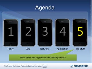 Defaults to 4 digit pin code, entered on startup and wakeDevice SettingsEnforce on device (turn on/off)