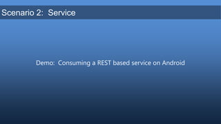 Native ApplicationRESTMain.javaJSONArrayjArray = new JSONArray(restResult);for(inti=0; i<jArray.length(); i++){JSONObject session = jArray.getJSONObject(i);Log.i("Session retrieved", "Code: "+session.getString("Code")+" - "+session.getString("Title"));}Android 2.2 (Java)Step 2:  Useorg.jsonlibraries to deserialize JSON