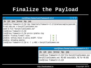 Finalize the Payload 
http://hacknaked.tv Copyright 2013 
 
