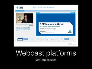 Webcast platforms
VioCorp solution
 