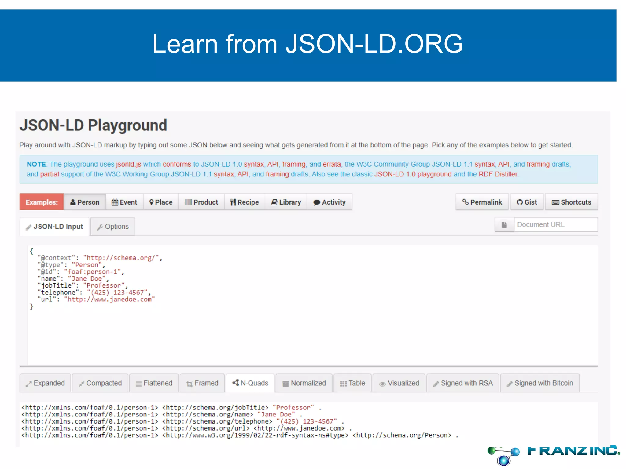 Learn from JSON-LD.ORG
 