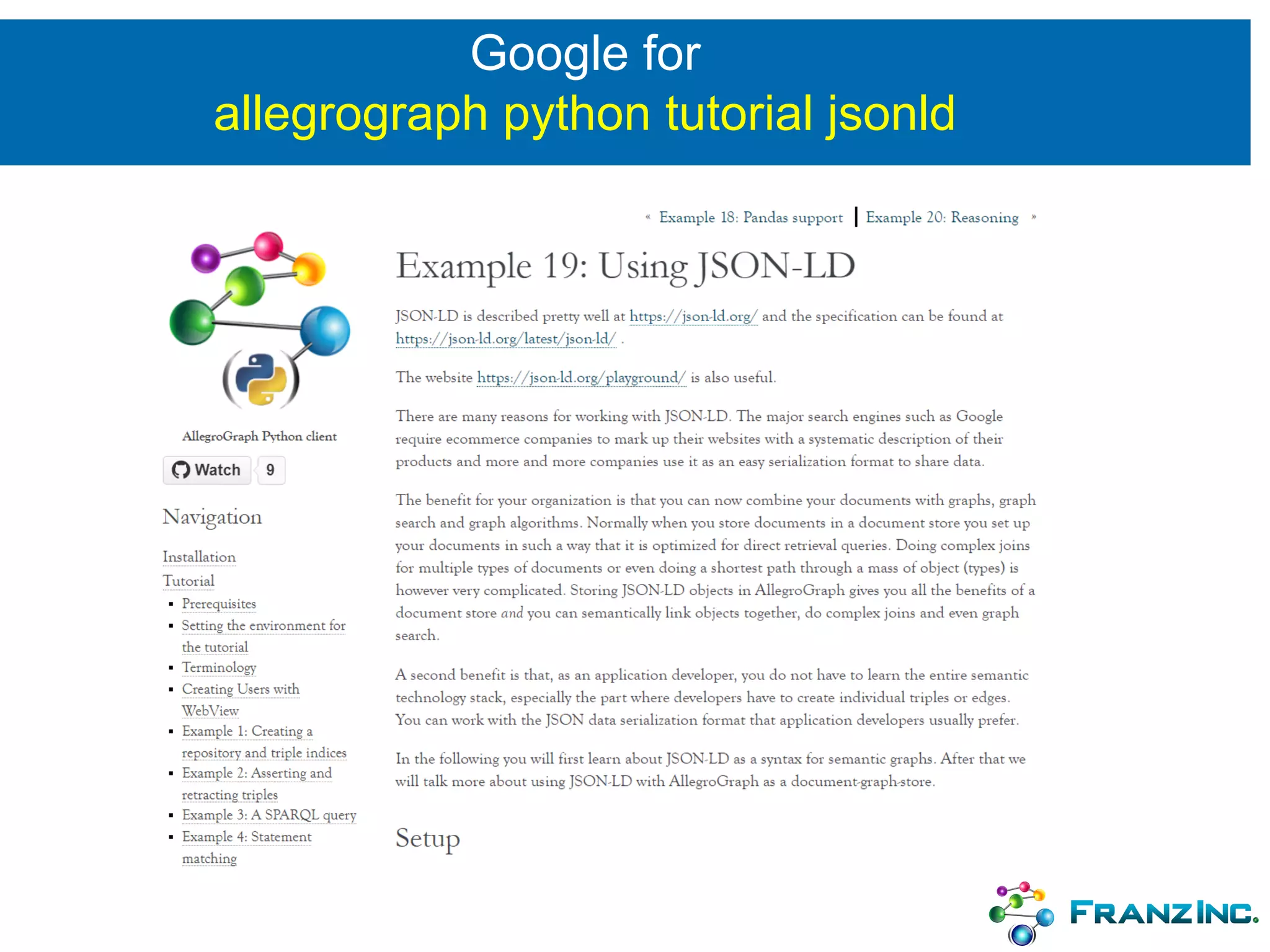 Google for
allegrograph python tutorial jsonld
 