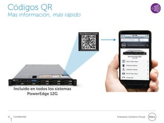 Códigos QR
Mas información, más rápido




     Incluido en todos los sistemas
            PowerEdge 12G




12   Confidential                     Enterprise Solutions Group
 1
 