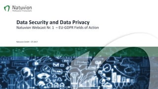 Data	Security	and	Data	Privacy
Natuvion	Webcast	Nr.	1		– EU-GDPR	Fields	of Action
Natuvion	GmbH	– 07.2017
 