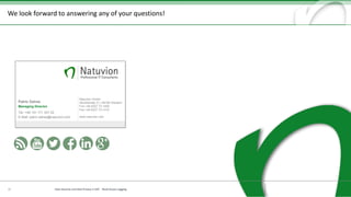 Natuvion GmbH
Altrottstraße 31 | 69190 Walldorf
Fon +49 6227 73-1400
Fax +49 6227 73-1410
www.natuvion.com
We look forward to answering any of your questions!
Patric Dahse
Managing Director
Tel: +49 151 171 357 02
E-Mail: patric.dahse@natuvion.com
18 Data Security und Data Privacy in SAP - Read Access Logging
 