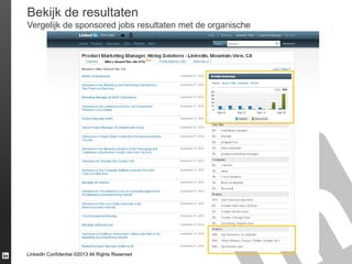 Bekijk de resultaten
Vergelijk de sponsored jobs resultaten met de organische

LinkedIn Confidential ©2013 All Rights Reserved

 