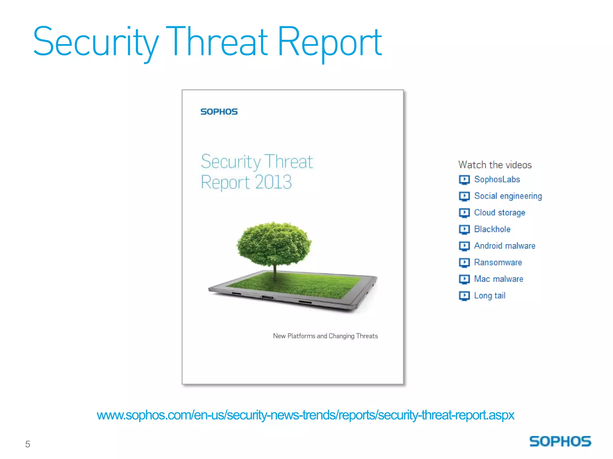 Security Threat Report




        www.sophos.com/en-us/security-news-trends/reports/security-threat-report.aspx

5
 