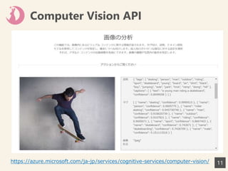Computer Vision API
11https://azure.microsoft.com/ja-jp/services/cognitive-services/computer-vision/
 