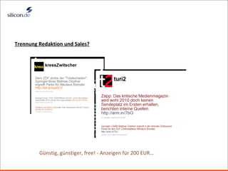 Title Günstig, günstiger, free! - Anzeigen für 200 EUR… Trennung Redaktion und Sales? 