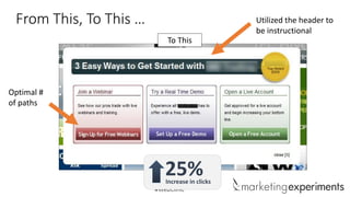 From This, To This …

Utilized the header to
be instructional
To This

Optimal #
of paths

25%

Increase in clicks
#WebClinic

 