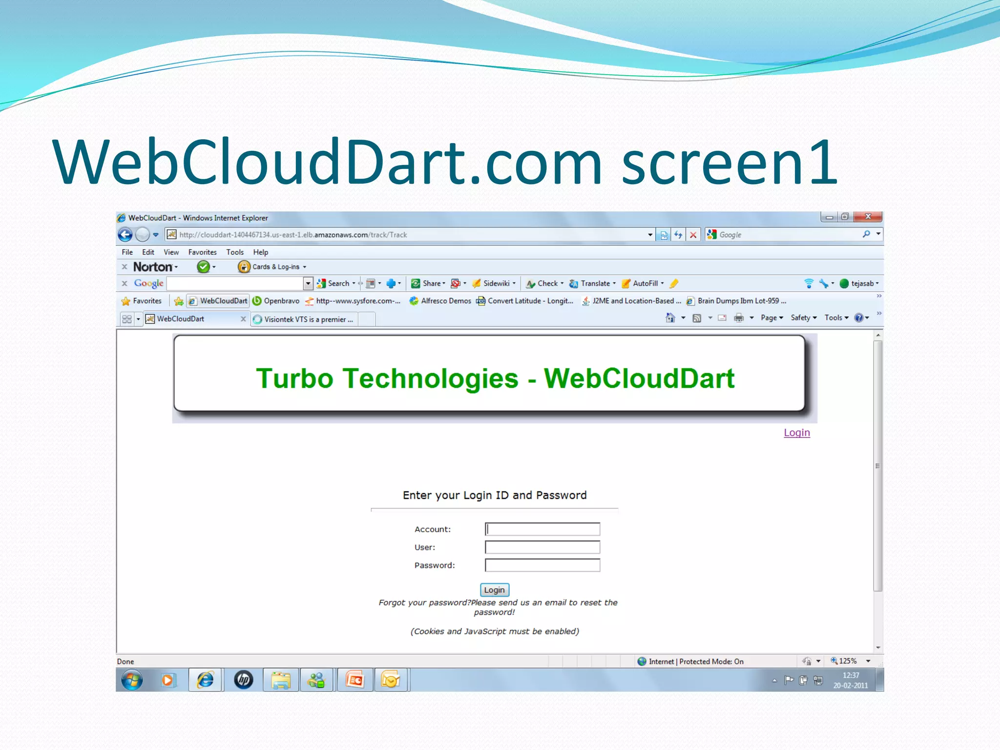 WebCloudDart.com screen1
 