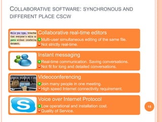 Collaborative software: synchronous and different place cscw15