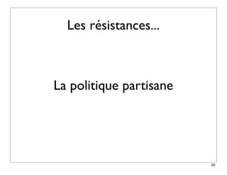Les résistances...



La politique partisane




                         26
 