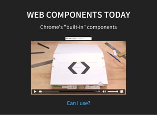 WEB COMPONENTS TODAY
Chrome's "built-in" components
dd/mm/yyyy --:--
1:10
Can I use?
 