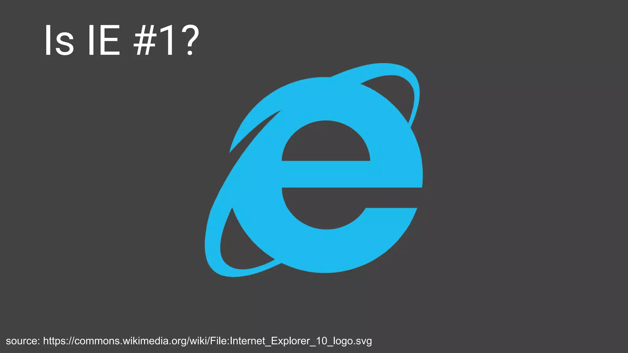 source: https://commons.wikimedia.org/wiki/File:Internet_Explorer_10_logo.svg
Is IE #1?
 