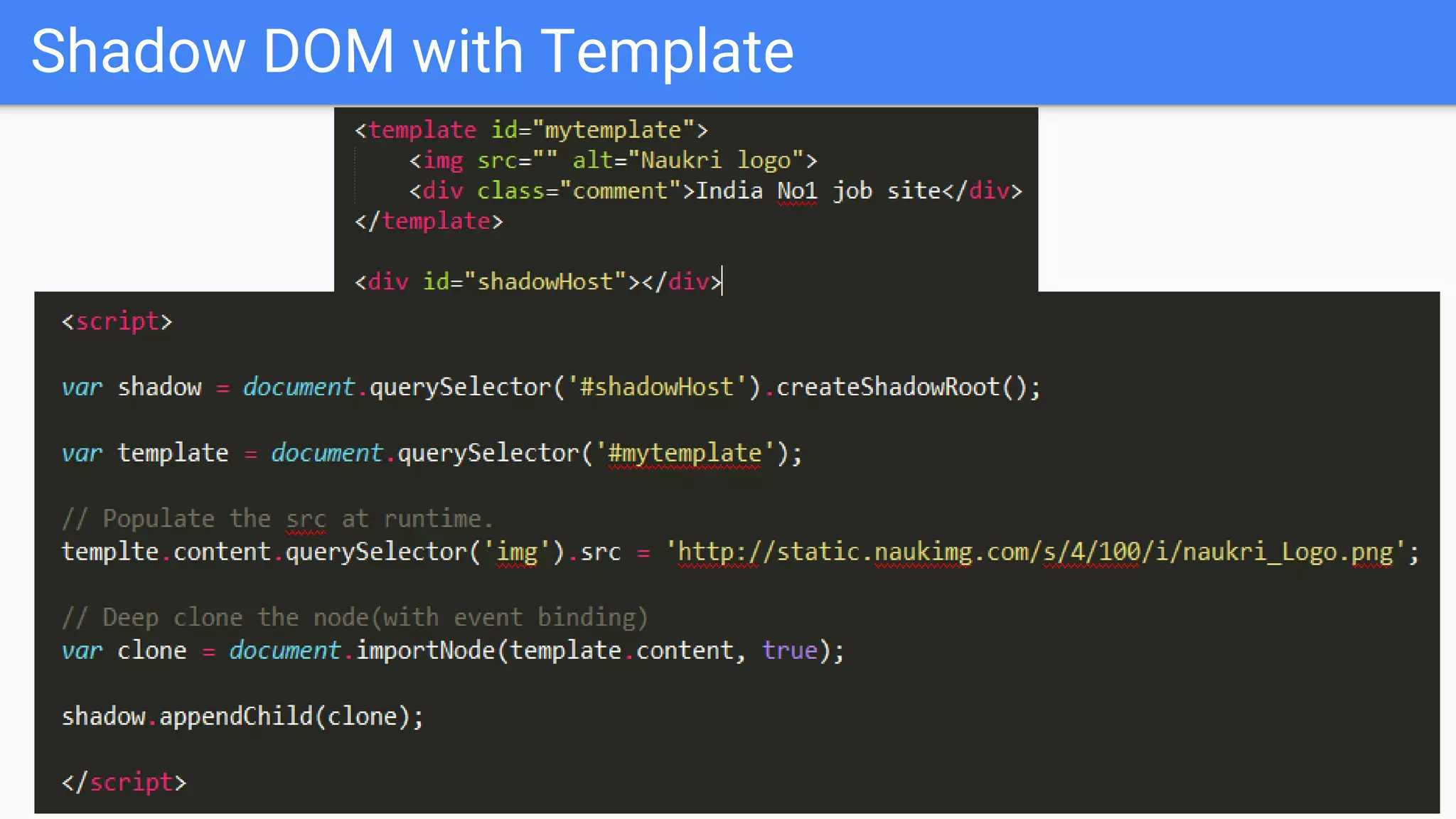 Shadow DOM with Template
 