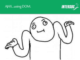 AJAX...usingDOM.
<core-ajax url="/api/videos/"
params='{"alt":"json"}'>
</core-ajax>
var ajax = document.querySelector(‘core-ajax');
ajax.addEventListener(‘core-response',
function(e) {
console.log(JSON.parse(this.response));
});
ajax.go();
 